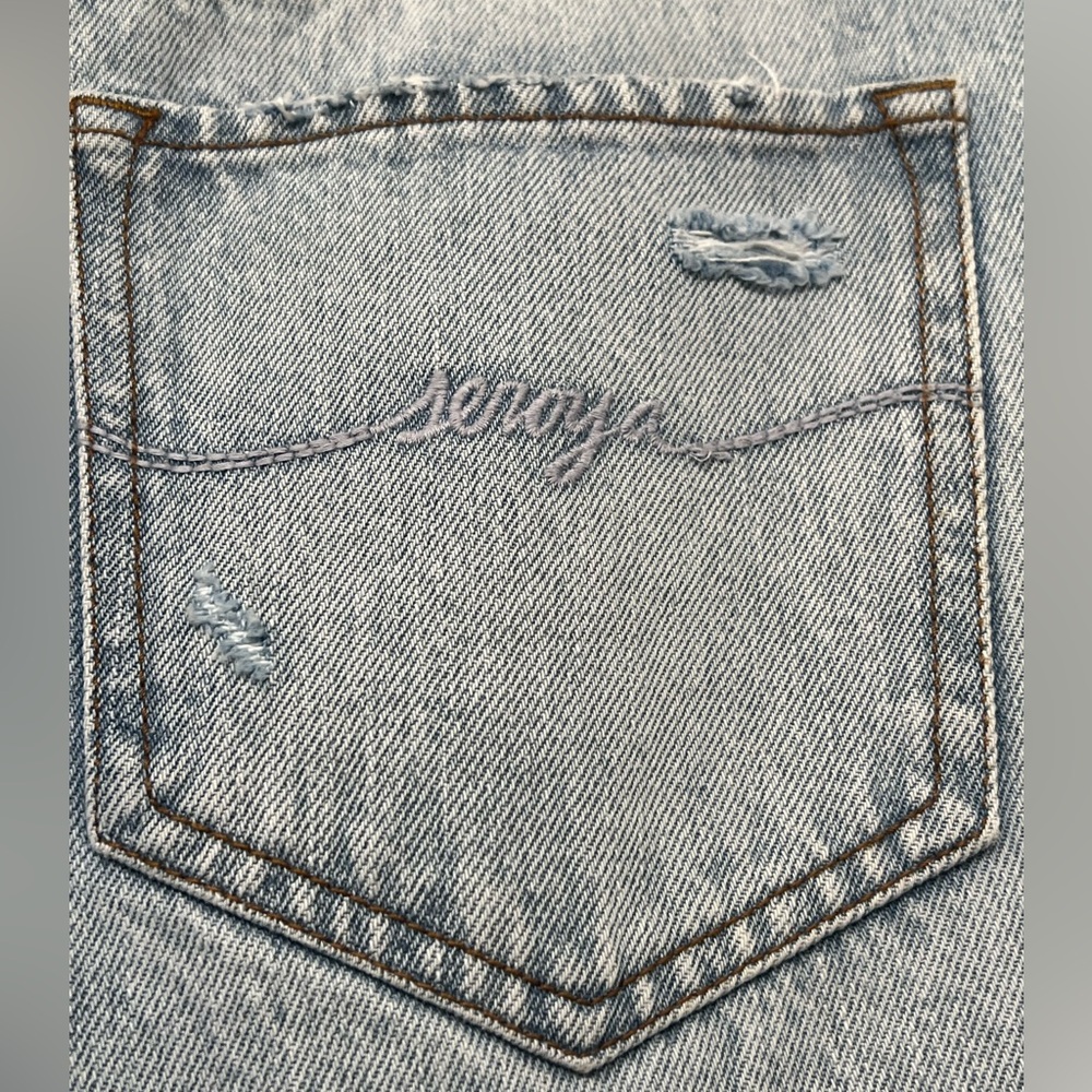 SER.O.YA Sunny Mid Rise Distressed Boyfriend Jeans Wide Leg Color Cove NWOT - Picture 14 of 16